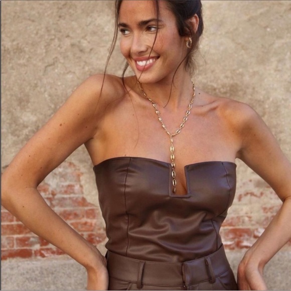 Zara leather blazer/top set - Picture 2 of 16